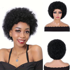 Afro Kinky Curly Wigs Short Fluffy Hair Synthetic Wig for Women