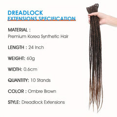 10 Strands Dreadlock Braids Synthetic Hair Extensions Ombre 60