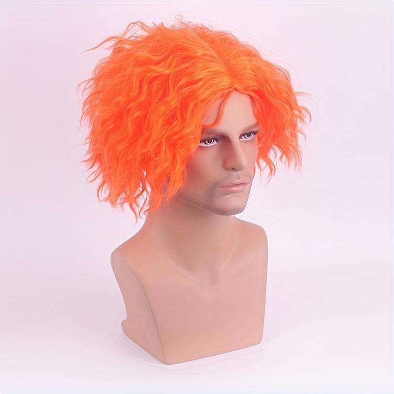 Orange Short Curly Wig Synthetic Movie Cosplay Wig For Halloween Party