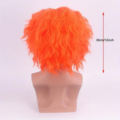 Orange Short Curly Wig Synthetic Movie Cosplay Wig For Halloween Party