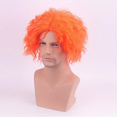 Orange Short Curly Wig Synthetic Movie Cosplay Wig For Halloween Party