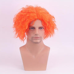Orange Short Curly Wig Synthetic Movie Cosplay Wig For Halloween Party