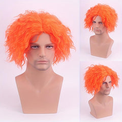 Orange Short Curly Wig Synthetic Movie Cosplay Wig For Halloween Party