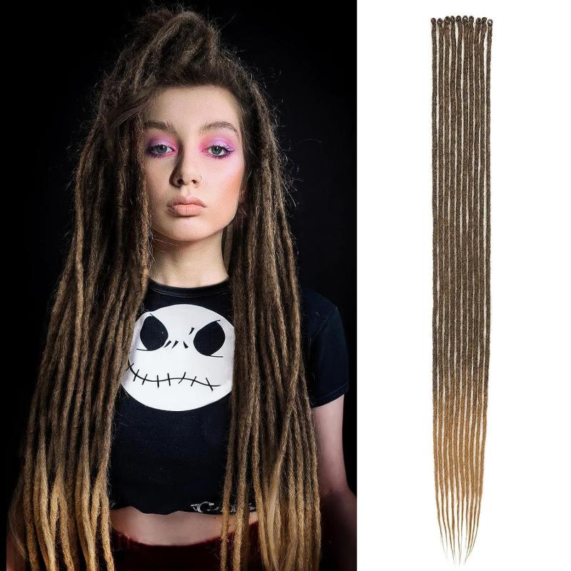 Hippie Dreadlock Extensions 10 Strands Synthetic Hair Crochet Braiding 60-96cm