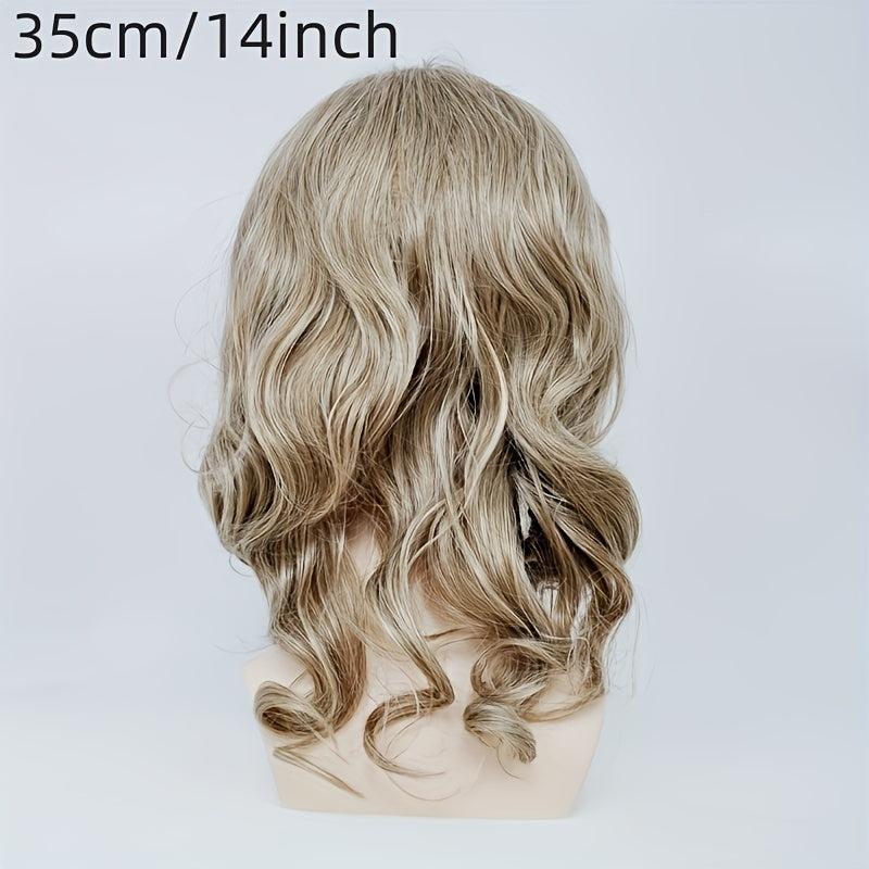 Medium Long Curly Bob Cut Wig With Bangs Synthetic Wig Heat Resistant