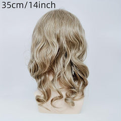 Medium Long Curly Bob Cut Wig With Bangs Synthetic Wig Heat Resistant