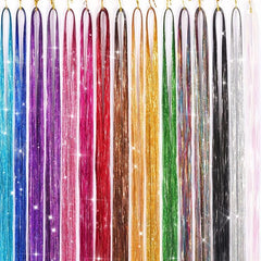 Glitter Tinsel Hair Extension Kit 3200 Strands 16 Mixed Colors