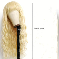 26 Inch Long Curly Wig with Bangs, Corn Perm, Synthetic Fiber Headband