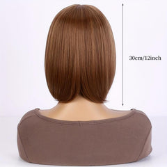 Short Bob Wig With Bangs Heat Resistant Synthetic Hair