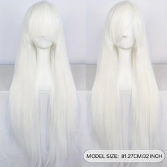Long Straight Synthetic Wig with Bangs for Cosplay Costume