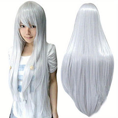 Long Straight Synthetic Wig with Bangs for Cosplay Costume