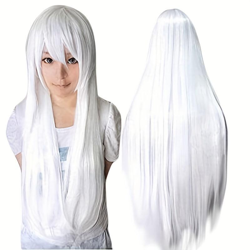 Long Straight Synthetic Wig with Bangs for Cosplay Costume
