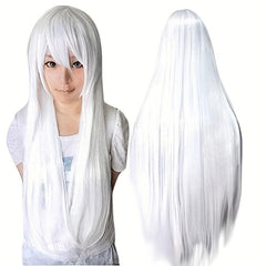Long Straight Synthetic Wig with Bangs for Cosplay Costume