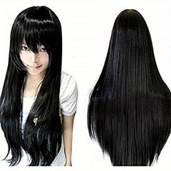 Long Straight Synthetic Wig with Bangs for Cosplay Costume