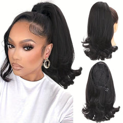 Long Straight Synthetic Ponytail Extension with Drawstring