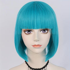 Short Bob Straight Hair Wigs With Bangs for Anime Cosplay Halloween