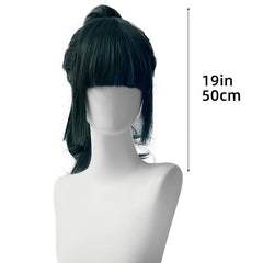 Green Long Curly Wig With Ponytail Anime Cosplay Wig