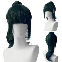 Green Long Curly Wig With Ponytail Anime Cosplay Wig