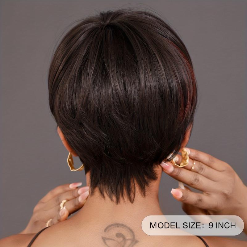 Wine Red Short Bob Wig with Bangs