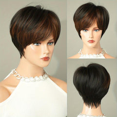 Wine Red Short Bob Wig with Bangs