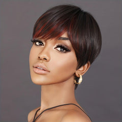 Wine Red Short Bob Wig with Bangs