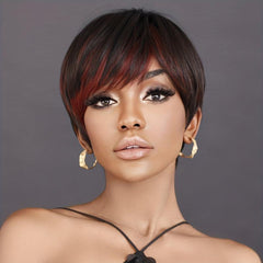 Wine Red Short Bob Wig with Bangs