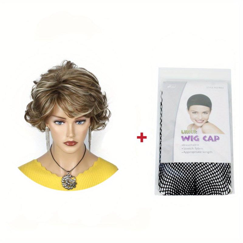 25cm Blonde Short Curly Wig Synthetic High Temp Fiber Mesh Net Wig Head Cover