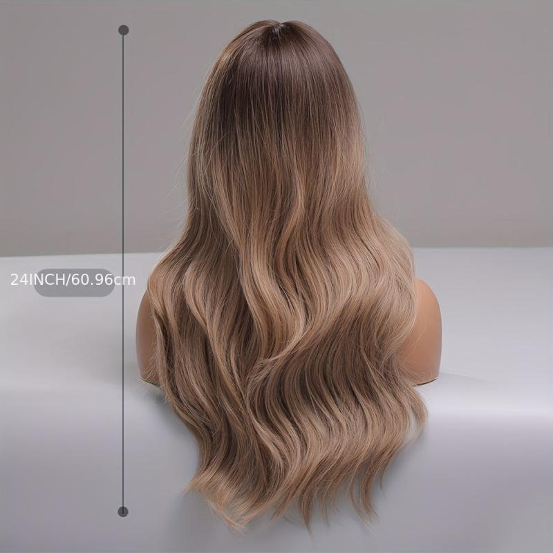 Long Body Wave Hair Wigs with Bangs Natural Looking Synthetic Wavy Wigs