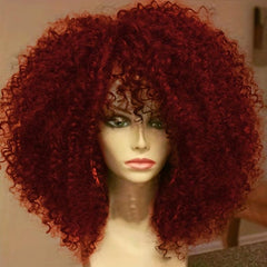 Short Afro Curly Wig with Bangs for Women Synthetic Kinky Curly Full Wig