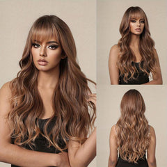 Long Curly Brown Ombre Blonde Wig 96cm Synthetic LC2118