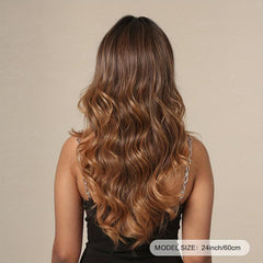 Long Curly Brown Ombre Blonde Wig 96cm Synthetic LC2118