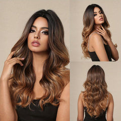 Long Curly Brown Ombre Blonde Wig 96cm Synthetic LC2118