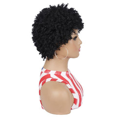 Short Afro Kinky Curly Pixie Cut Wigs For Women Cosplay Costume Party Wig