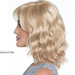 Medium Long Curly Wig With Bangs Heat Resistant Synthetic Wig