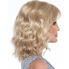 Medium Long Curly Wig With Bangs Heat Resistant Synthetic Wig
