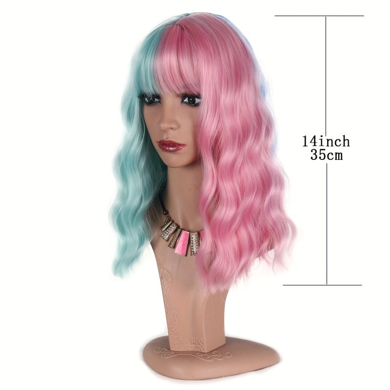 Short Curly Bob Wig Synthetic Wig With Bangs Anime Cosplay Wig For Halloween