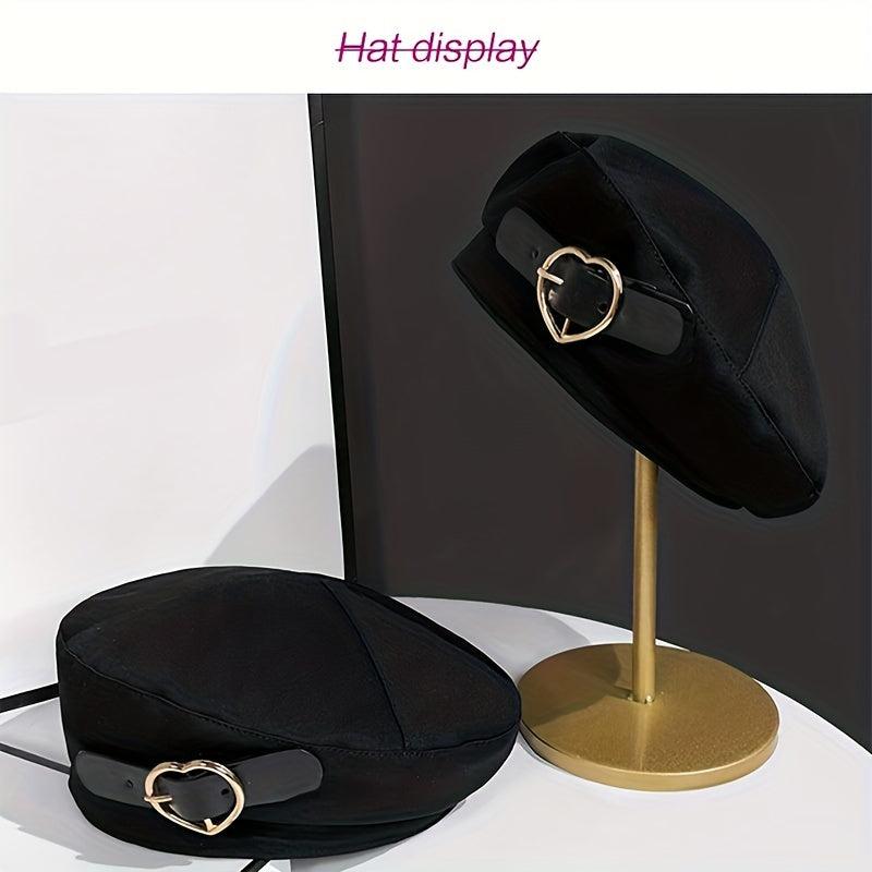 Long Straight Hair Wig with Heart Decor Beret Cap for Women Girls