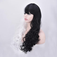 Long Curly Synthetic Wig With Bangs Anime Cosplay Wig For Halloween