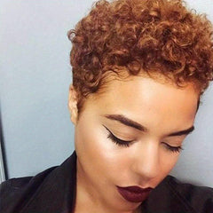 Short Blonde Curly Wig 48 cm Natural Synthetic Afro Hair Wigs