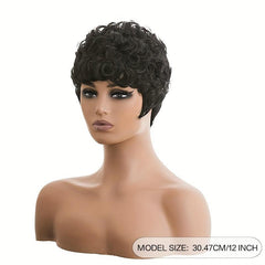 Short Blonde Curly Wig 48 cm Natural Synthetic Afro Hair Wigs