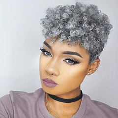 Short Blonde Curly Wig 48 cm Natural Synthetic Afro Hair Wigs