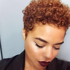 Short Blonde Curly Wig 48 cm Natural Synthetic Afro Hair Wigs
