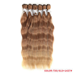 6Pcs 50.8Cm Body Wave Hair Bundles Ombre Blonde High Temp Fiber