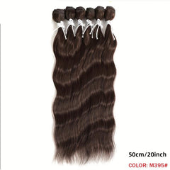 6Pcs 50.8Cm Body Wave Hair Bundles Ombre Blonde High Temp Fiber