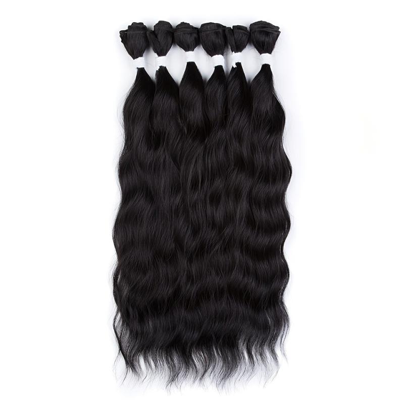 6Pcs 50.8Cm Body Wave Hair Bundles Ombre Blonde High Temp Fiber