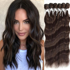 6Pcs 50.8Cm Body Wave Hair Bundles Ombre Blonde High Temp Fiber