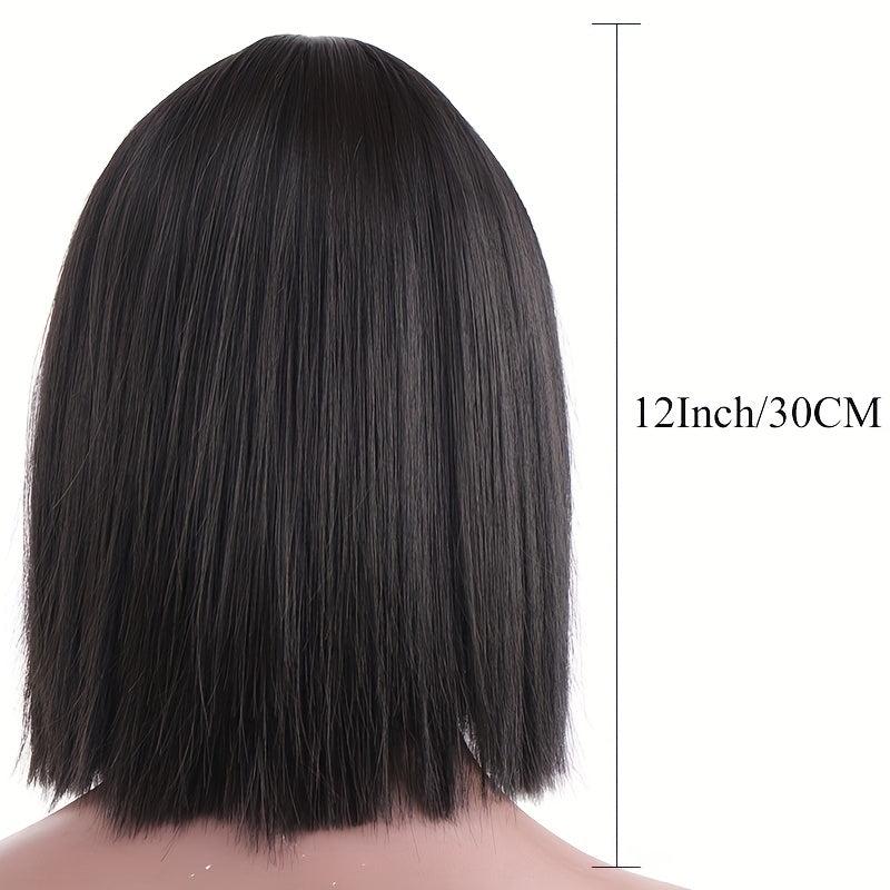 Brown Long Straight Hair Wigs With Bangs For Women