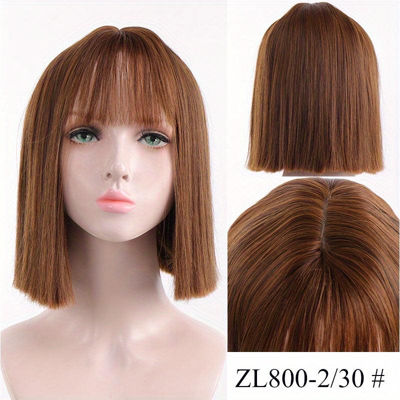 Brown Long Straight Hair Wigs With Bangs For Women