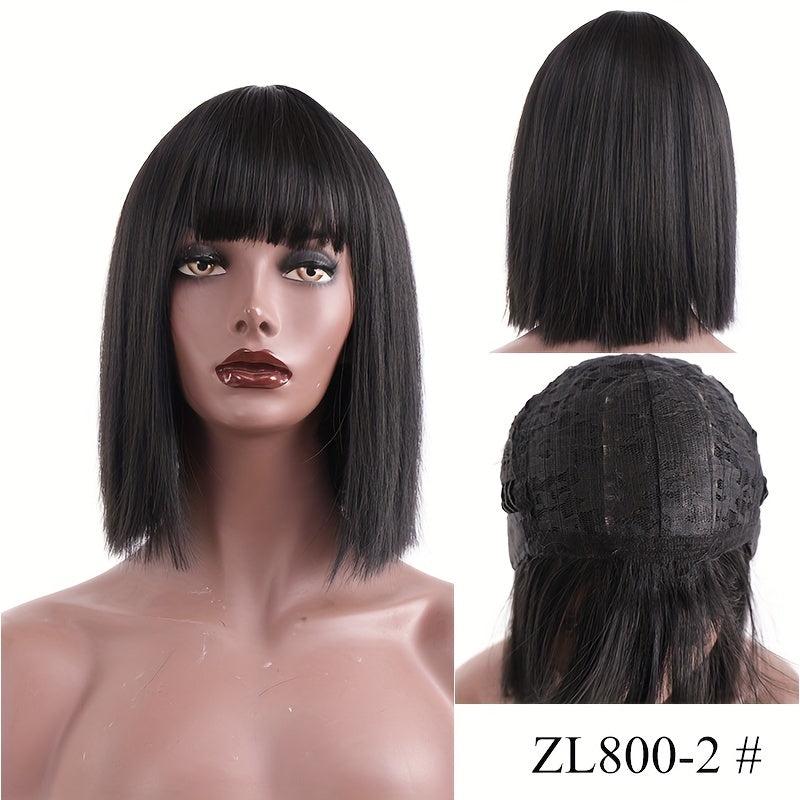 Brown Long Straight Hair Wigs With Bangs For Women