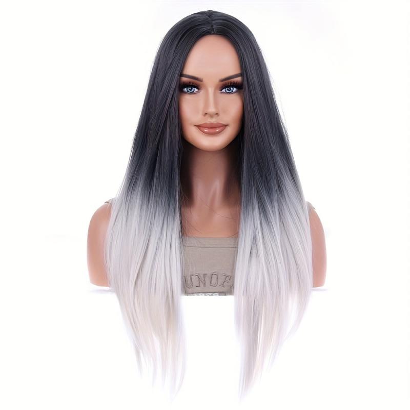 Two Tone Long Curly Synthetic Wig for Daily Use
